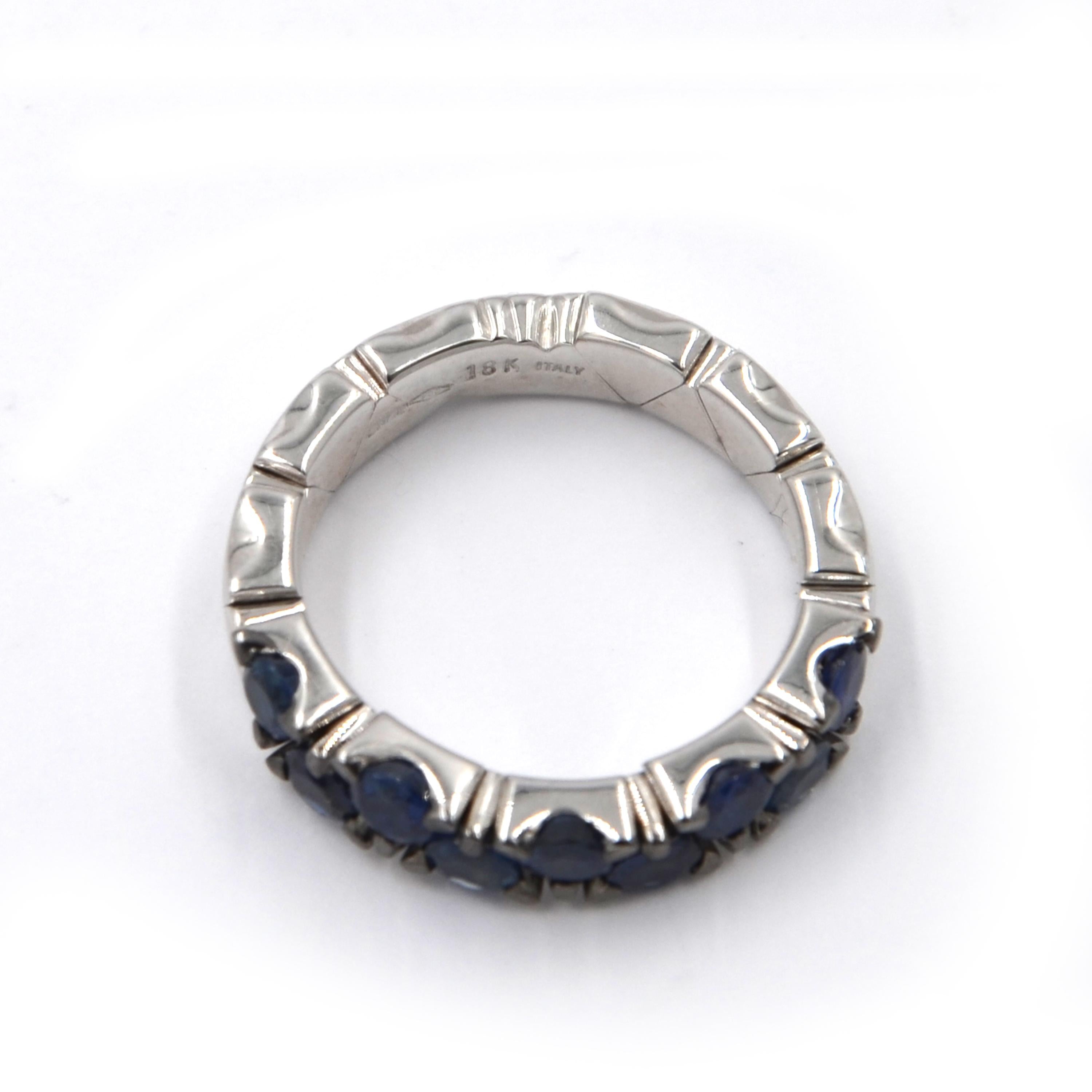 Garavelli 18 Karat White Gold Blue Sapphires Coil Ring In New Condition In Valenza, IT