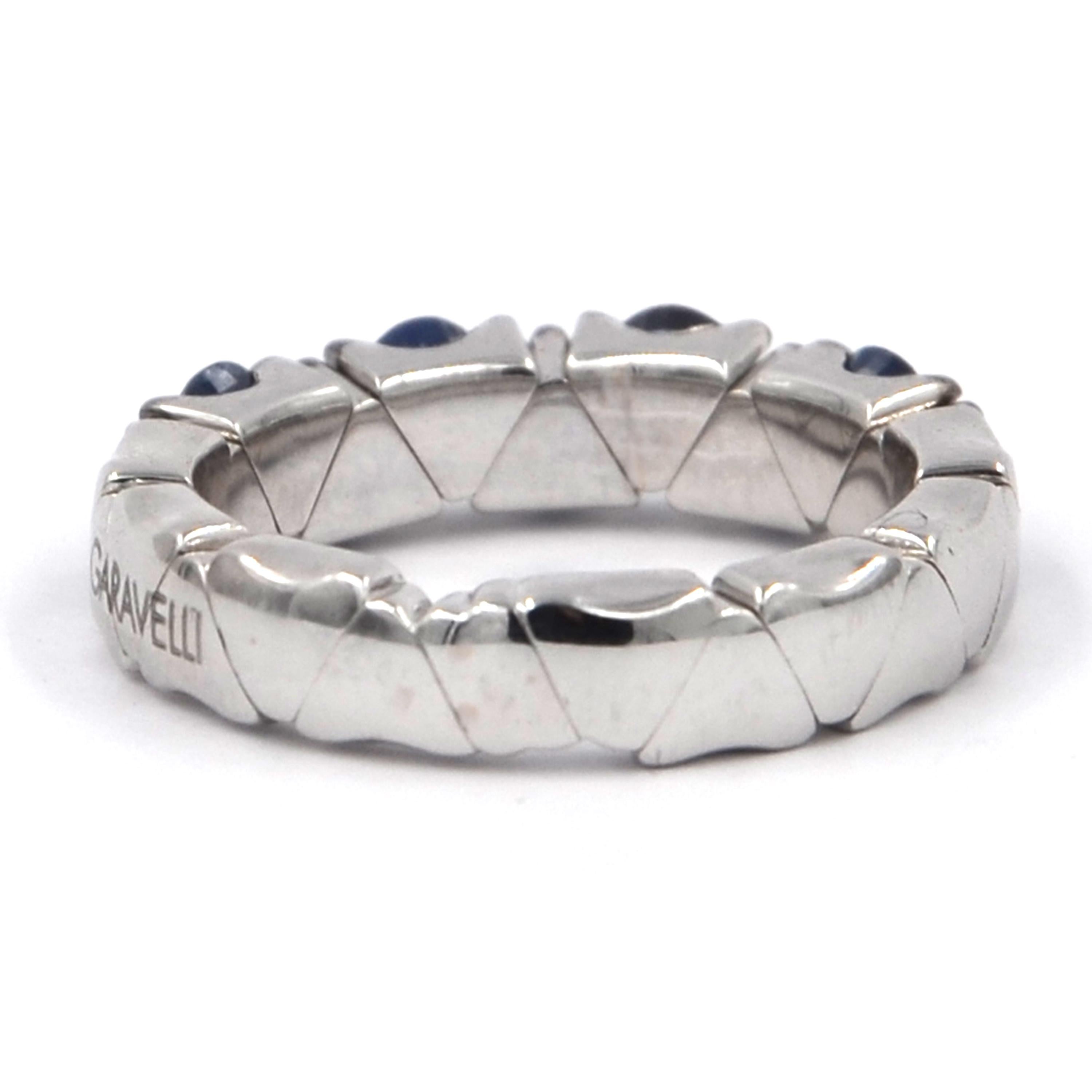 Women's Garavelli 18 Karat White Gold Blue Sapphires Coil Ring