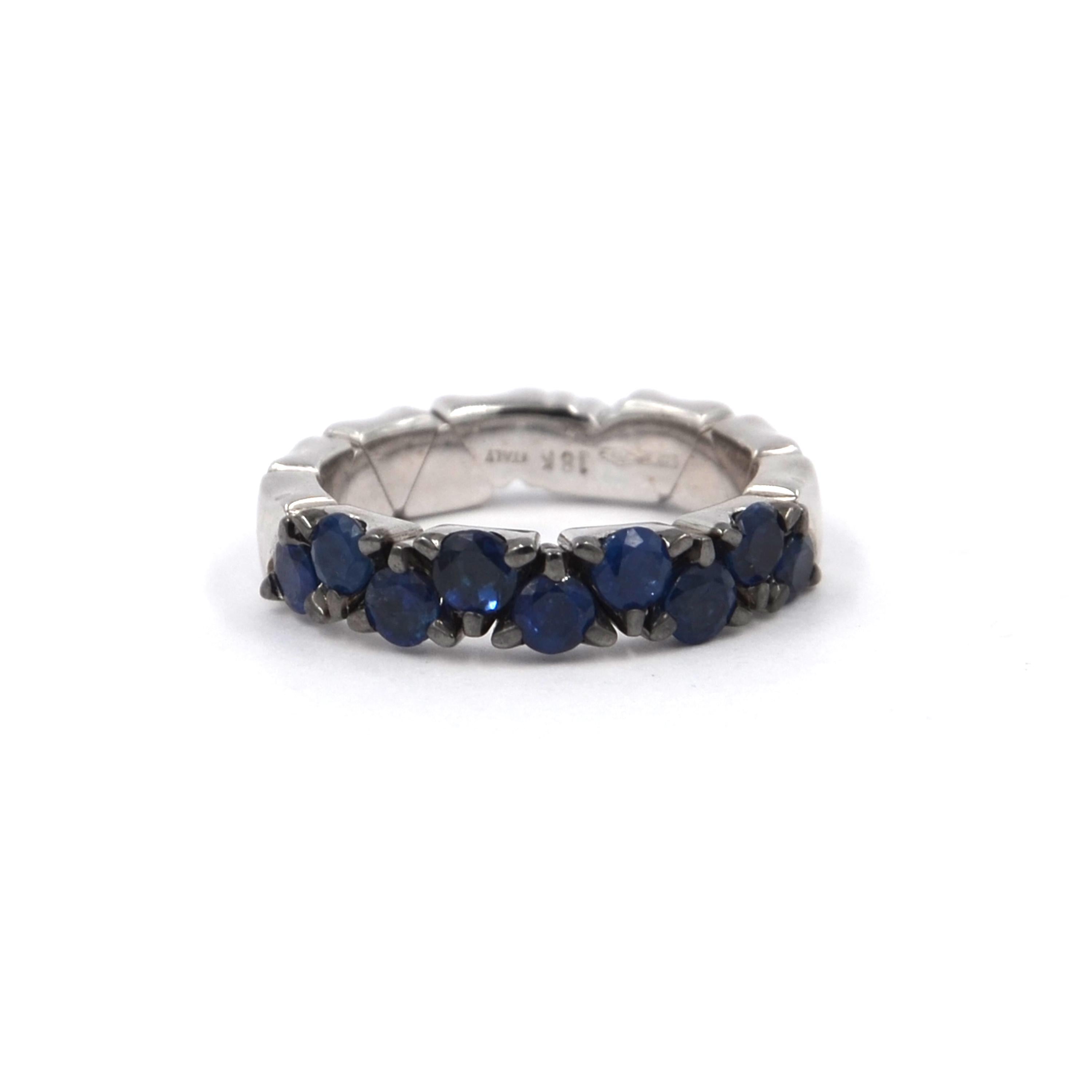 Garavelli 18 Karat White Gold Blue Sapphires Coil Ring 2