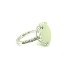 Garavelli 18 Karat White Gold Chalcedony and Green Sapphires Ring