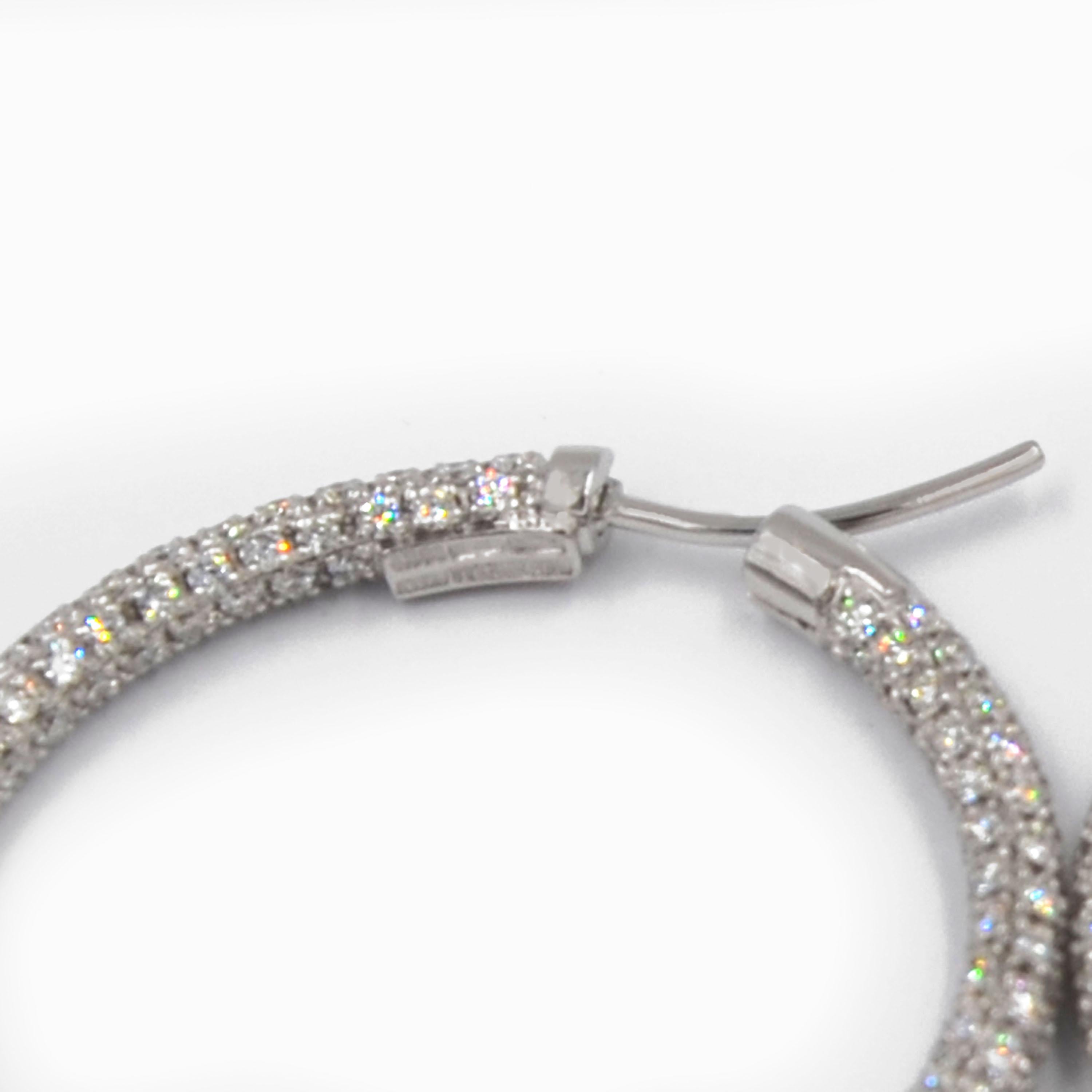 Garavelli 18 Karat White Gold Diamond Eternity Hoop Earrings 1