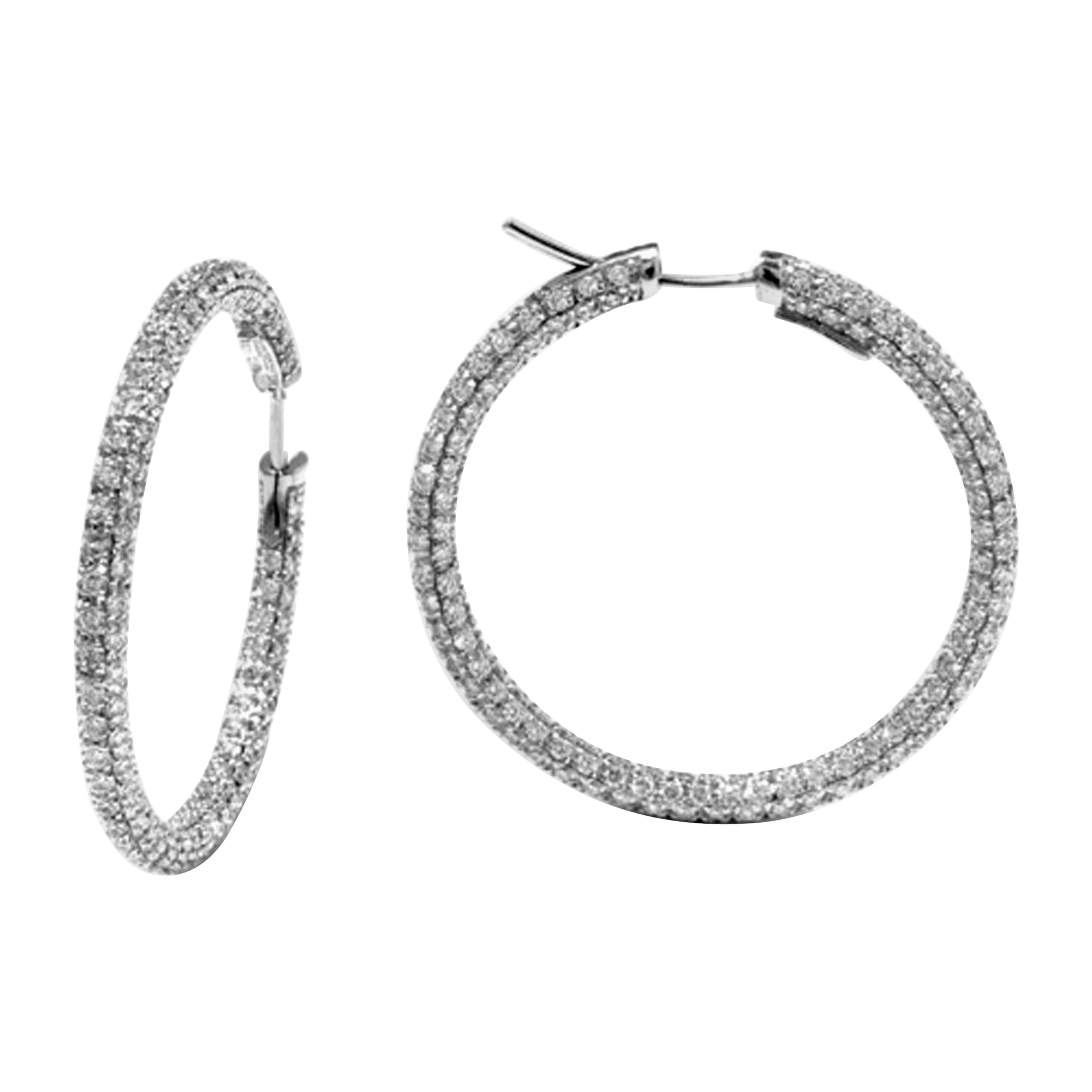 Garavelli 18 Karat White Gold Diamond Eternity Hoop Earrings