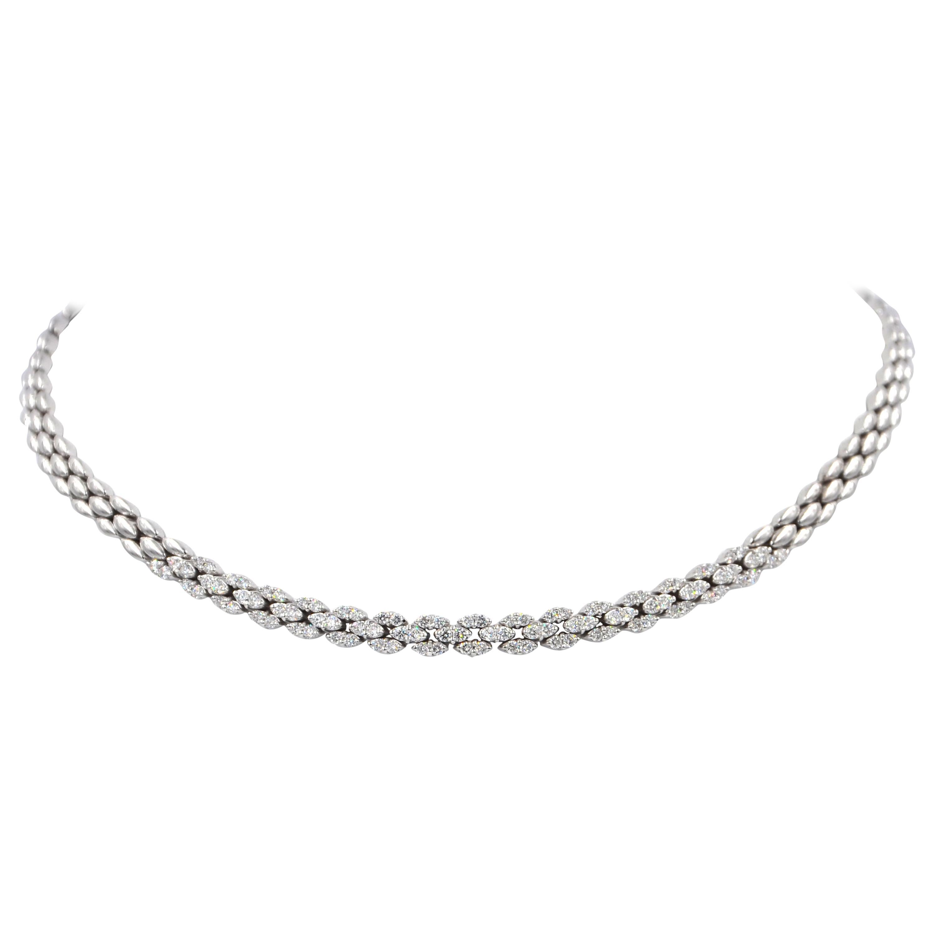 Garavelli 18 Karat White Gold Diamond Necklace