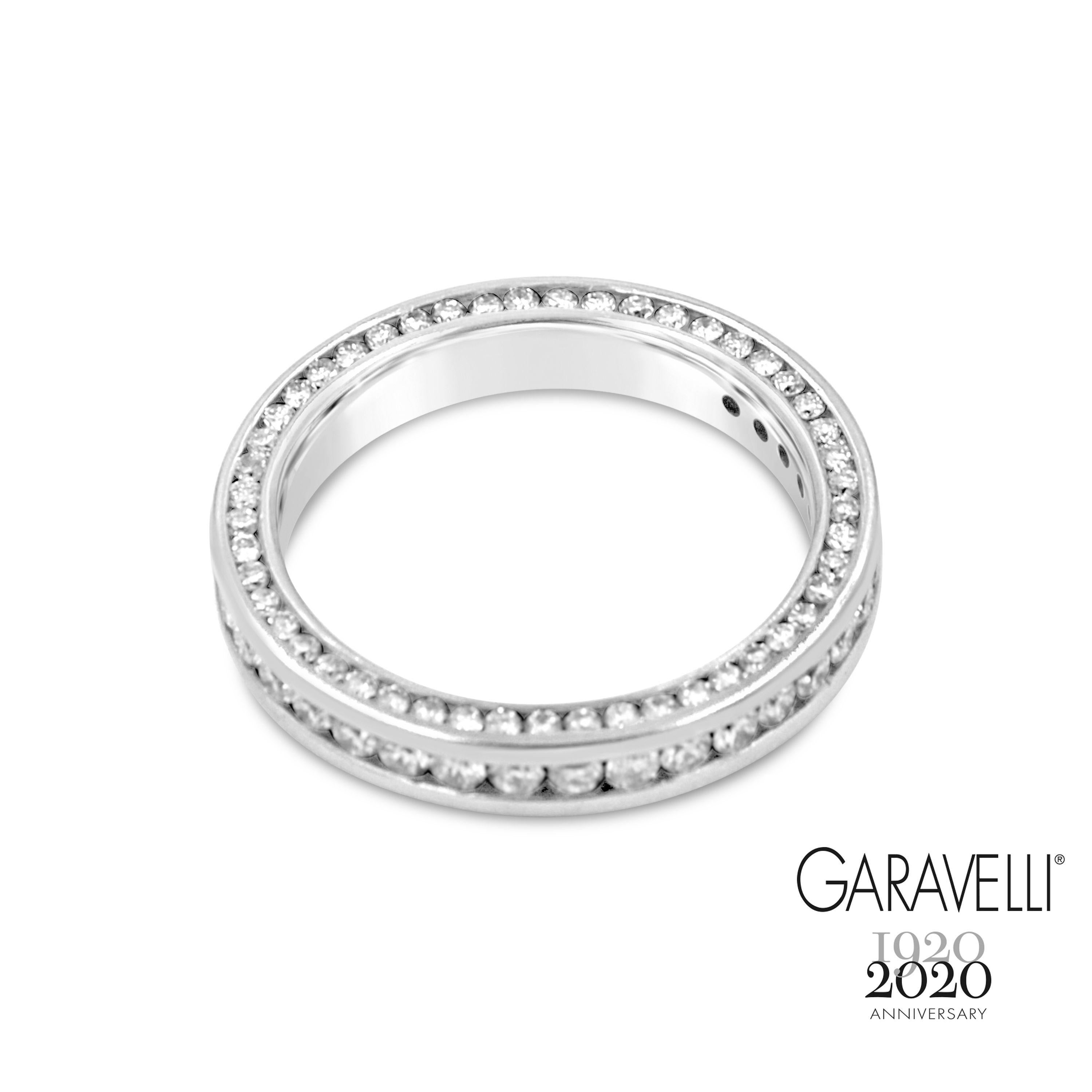 Women's Garavelli 18 Karat White Gold Diamonds Eternity Band Ring For Sale