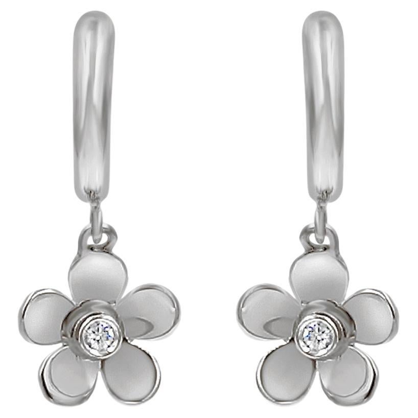 Garavelli Boucles d'oreilles fleurs en or blanc 18 carats en vente