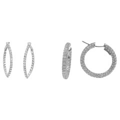 Garavelli 18 Karat White Gold Hoop Earrings, 'Set of Two'