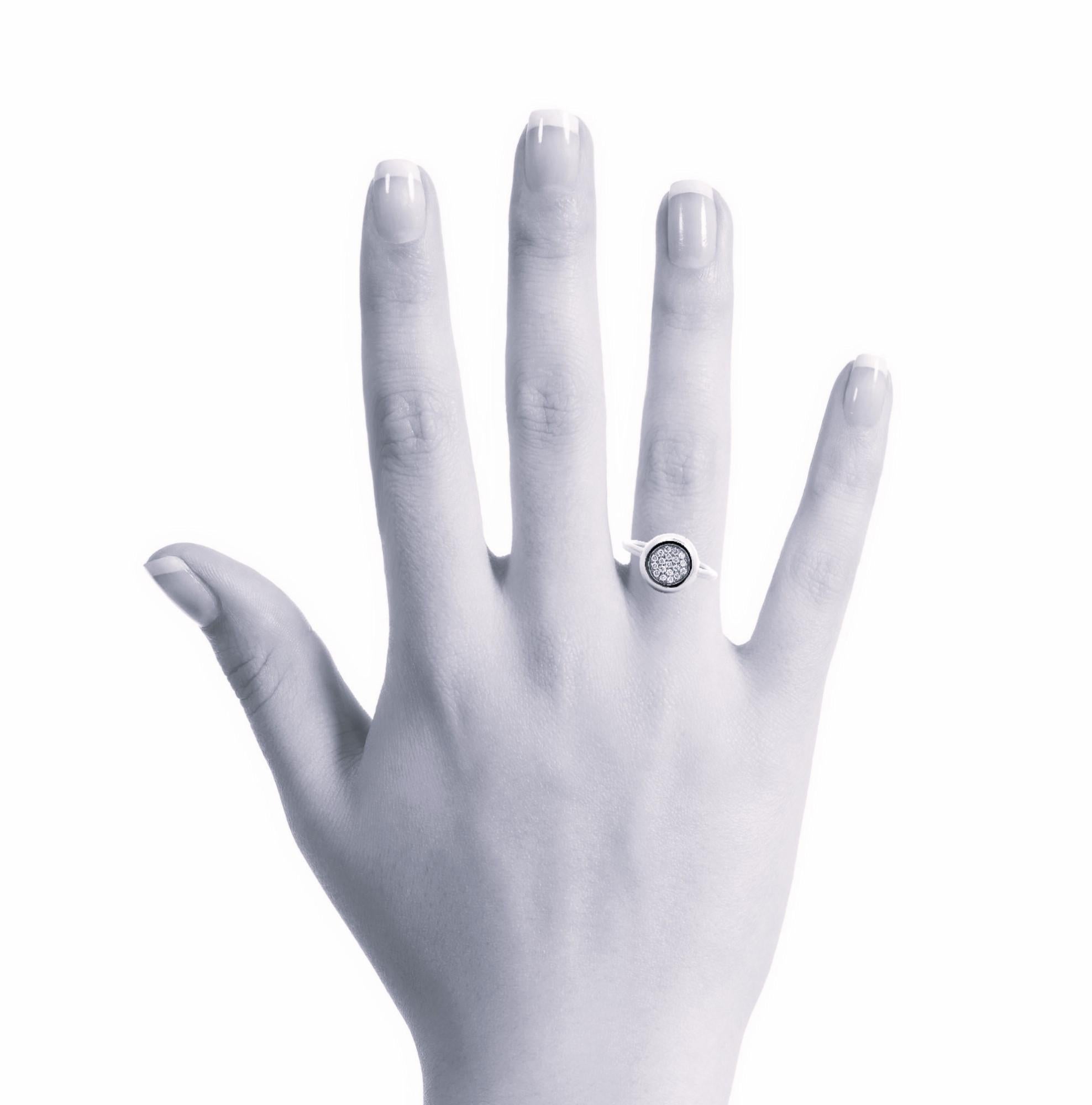 Garavelli 18 Karat White Gold Pavè Diamond 0.20 ct Giotto Ring For Sale 1