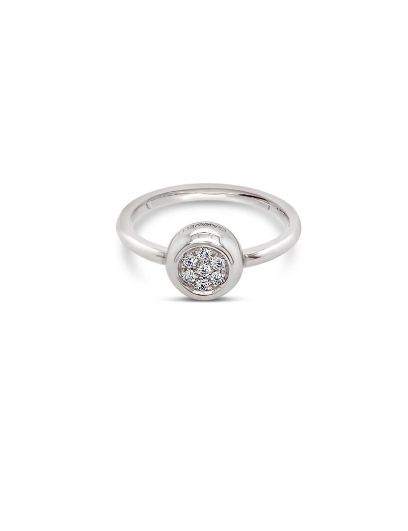 Garavelli 18 Karat Weißgold Pavè Weiß Naturdiamanten 0,10 ct Giotto Ring (Zeitgenössisch) im Angebot