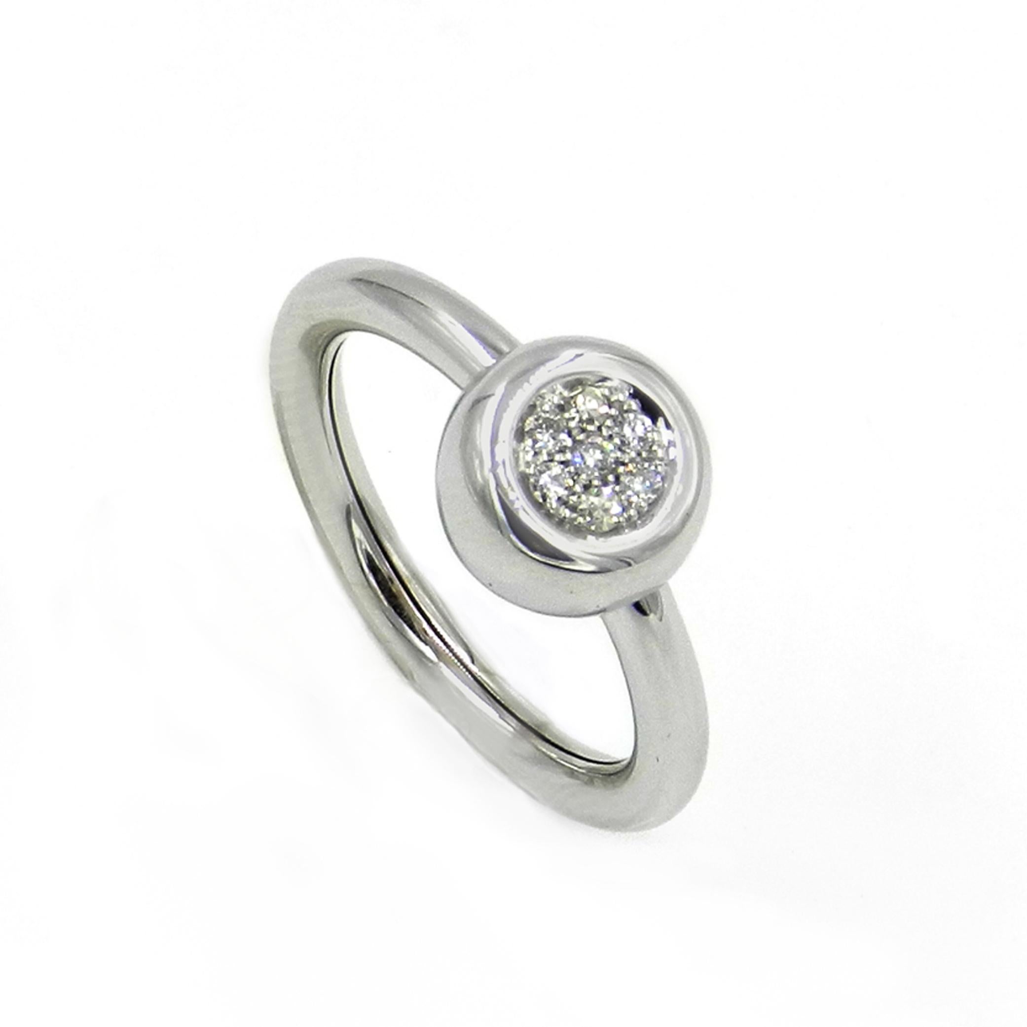 Garavelli 18 Karat Weißgold Pavè Weiß Naturdiamanten 0,10 ct Giotto Ring (Rundschliff) im Angebot