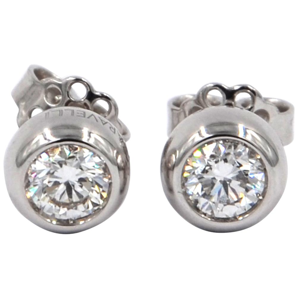 Garavelli 18 Karat White Gold Flawless Diamond Giotto Stud Earrings