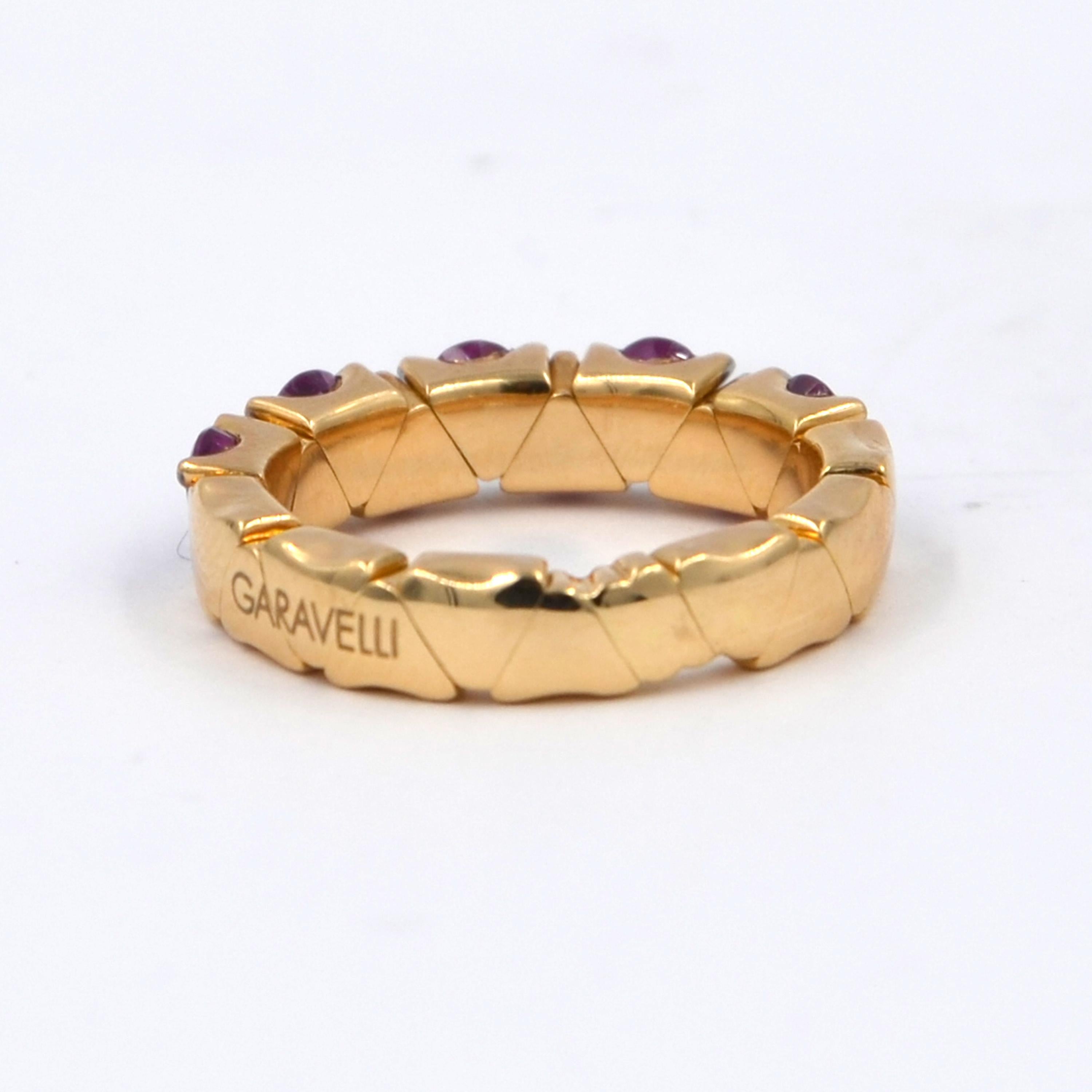 Contemporary Garavelli 18 Karat Rose Gold Rubies Coil Ring
