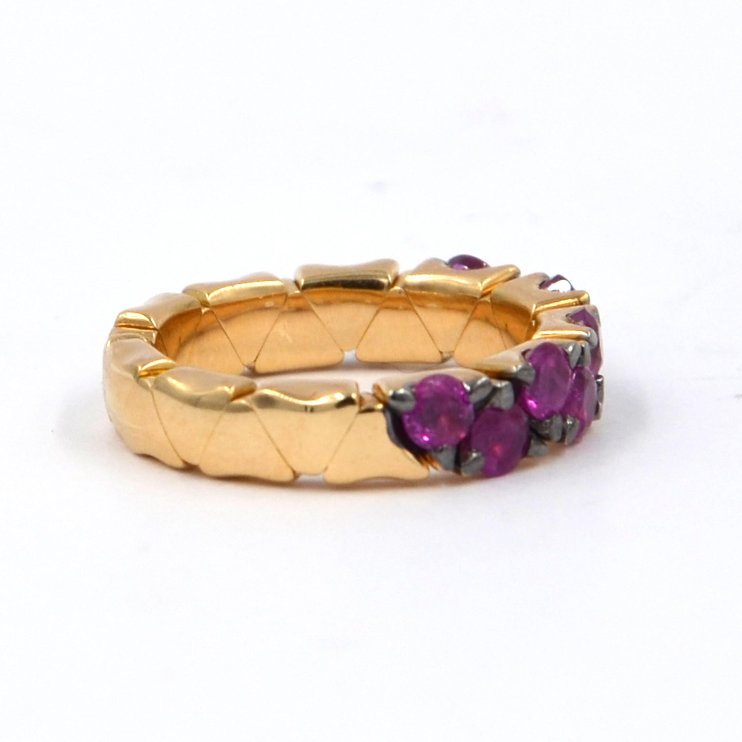 Rose Cut Garavelli 18 Karat Rose Gold Rubies Coil Ring