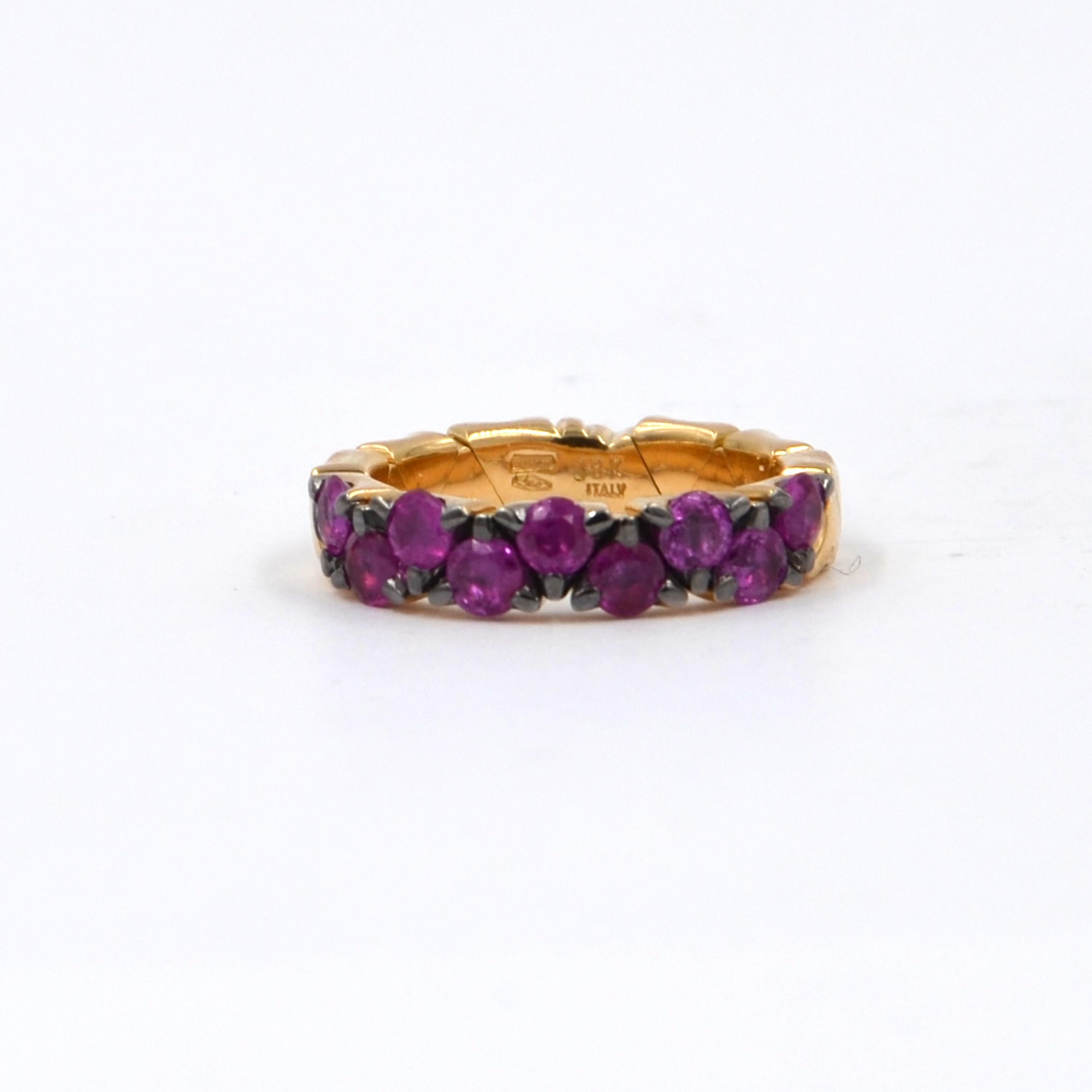 Women's Garavelli 18 Karat Rose Gold Rubies Coil Ring