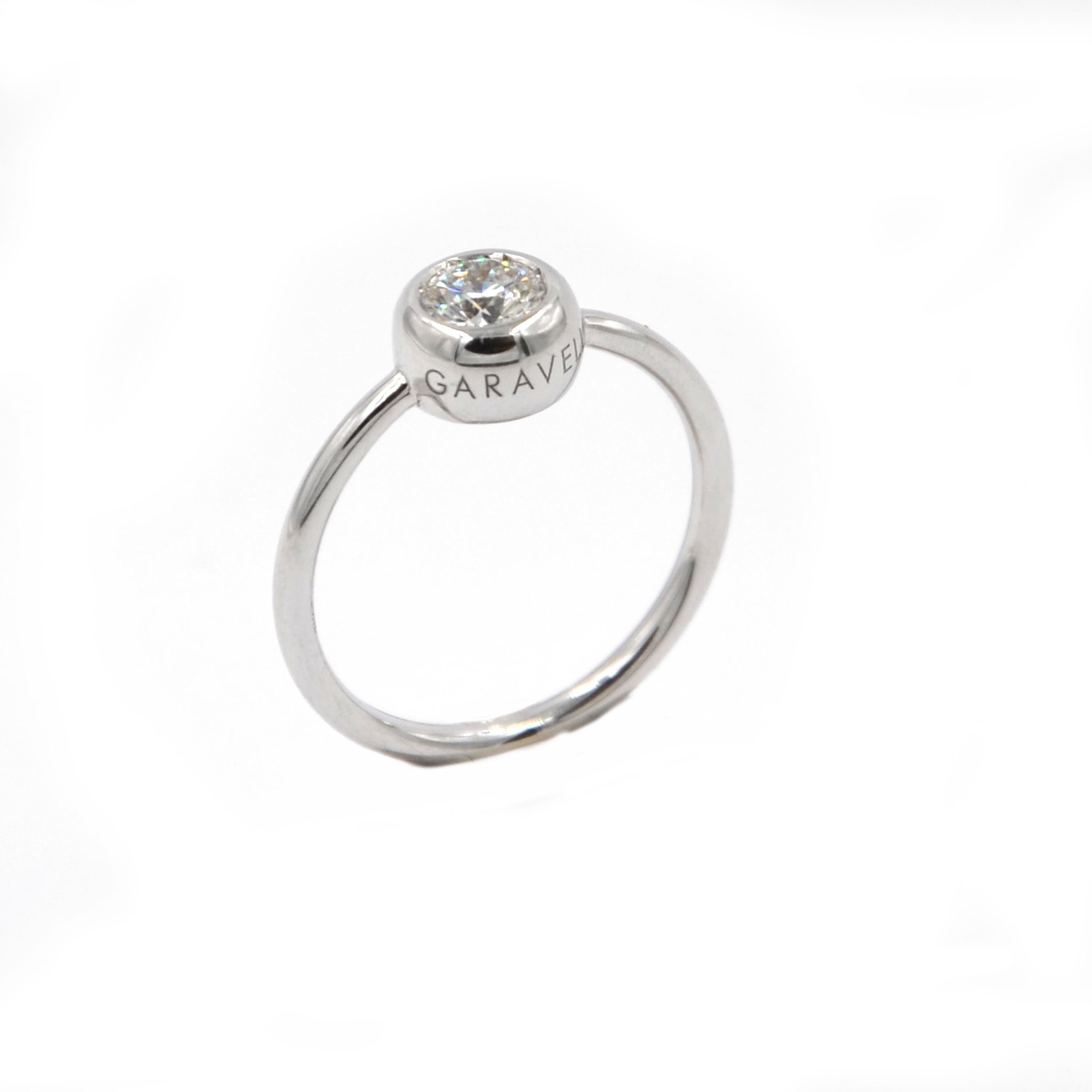 Garavelli 18 Karat White Gold Single  Flawless White Diamond 0.51 ct Giotto Ring In New Condition In Valenza, IT