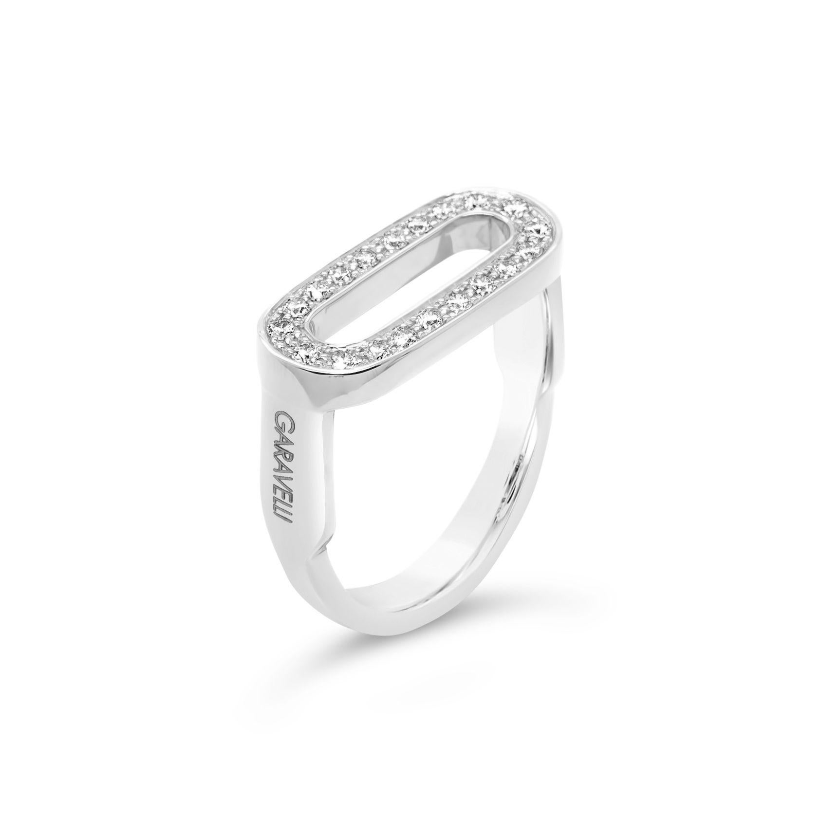 For Sale:  Garavelli 18 Karat White Gold Stirrups Collection Ring 10