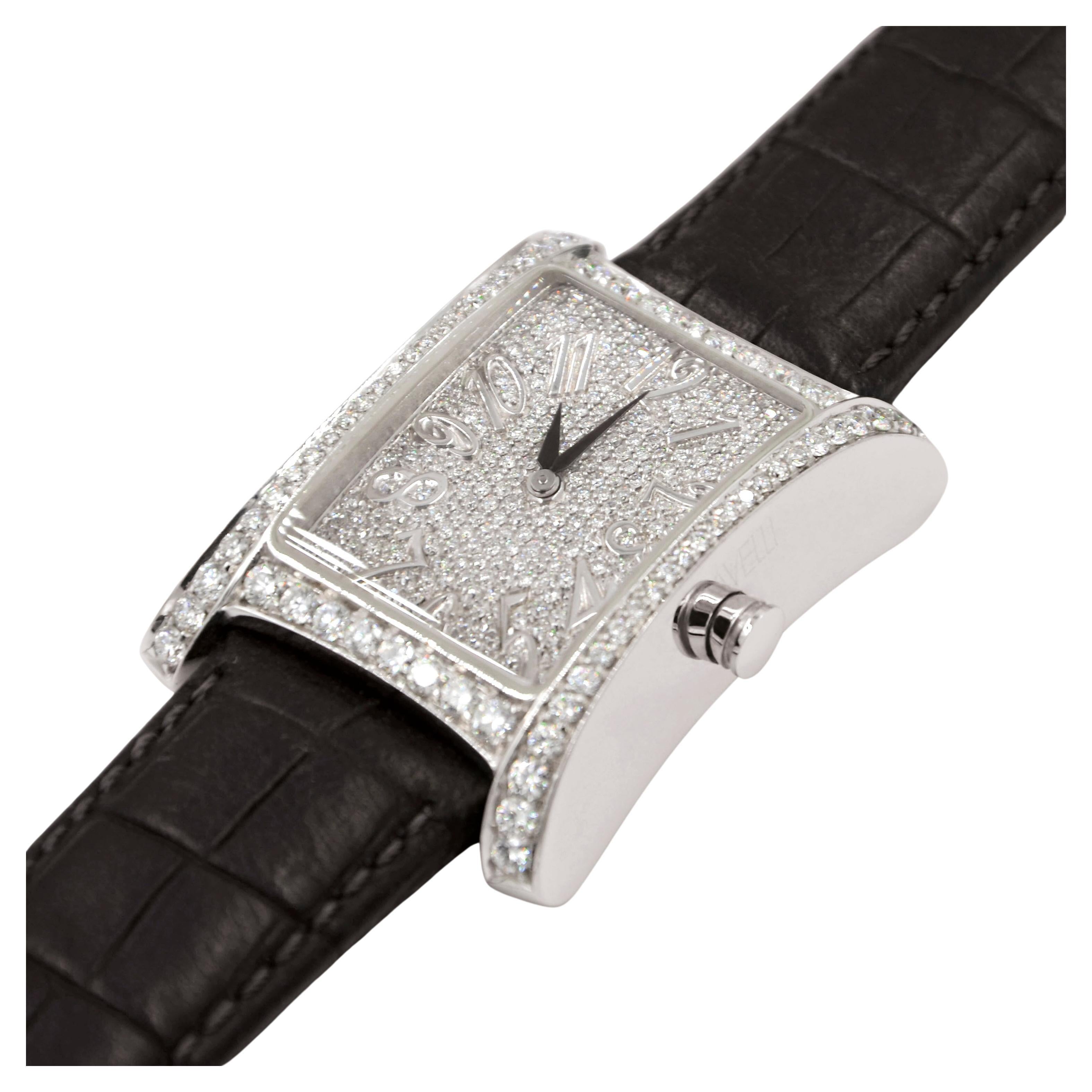 Garavelli  18 Karat White Gold Watch with White Diamonds For Sale