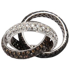 Garavelli Bague roulante en or blanc 18 carats diamant noir et brun