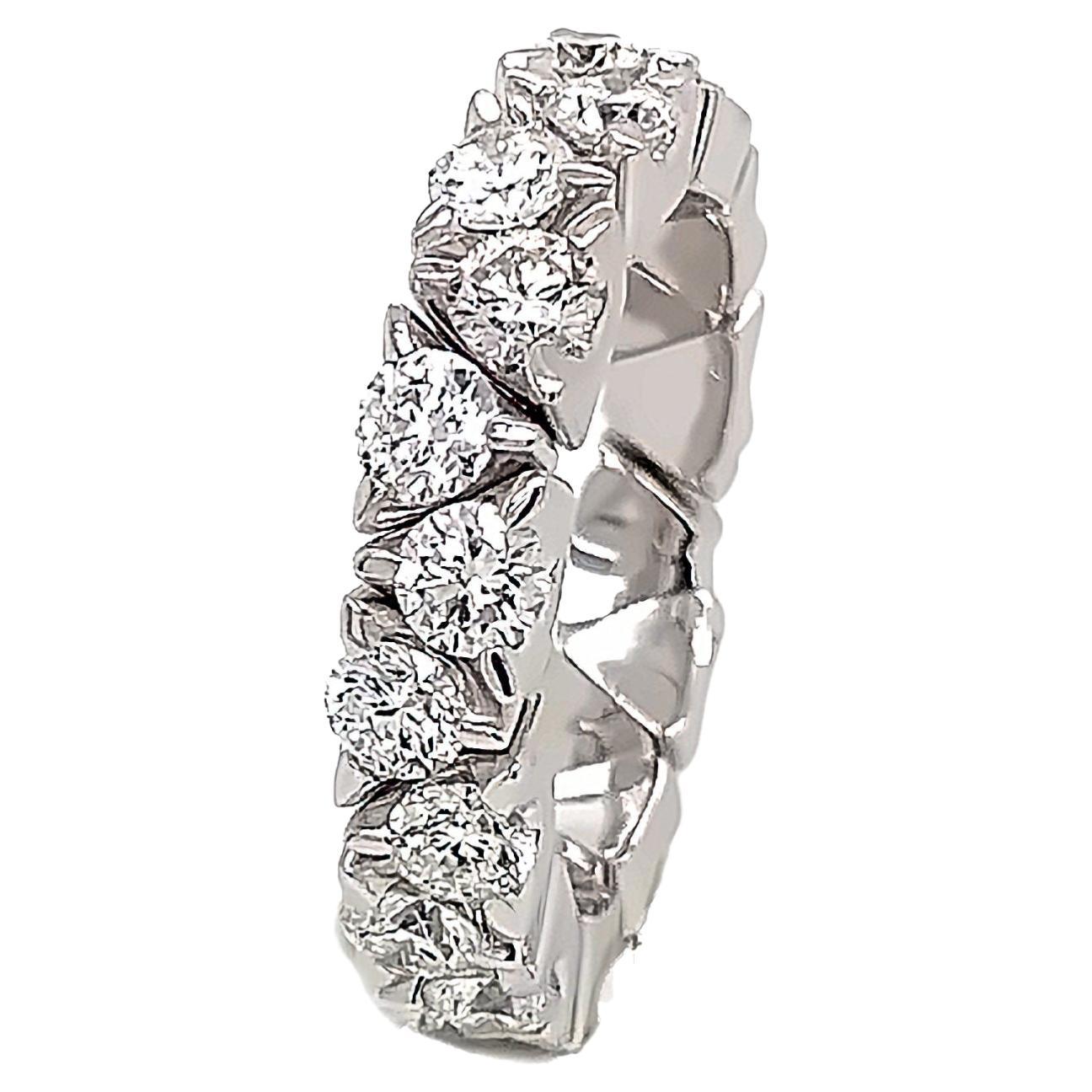 Garavelli 18 Karat White Gold White Diamonds Coil Ring