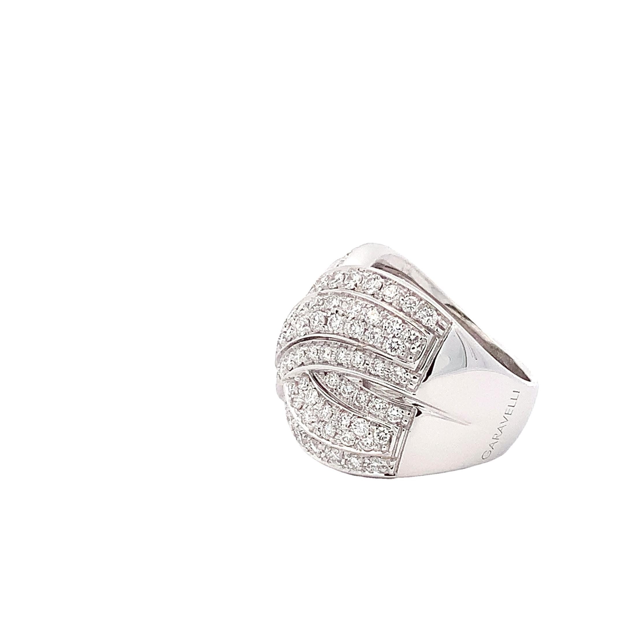 18KT White Gold White Diamonds Criss Cross GARAVELLI RING
On First Dib one of the Garavelli best seller ever, criss cross white gold ring with white diamonds.  
 Ring size EU 54   US 6.75
18KT GOLD  :GR 14.3
WHITE DIAMONDS ct : 2.04
Made in Italy