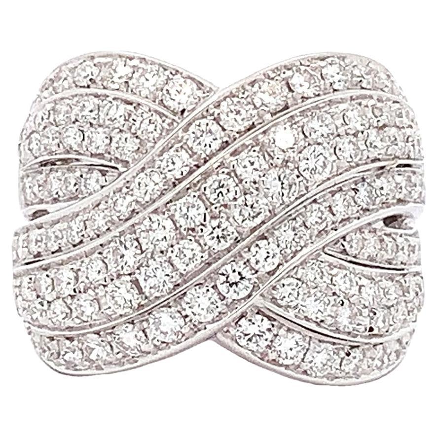 Garavelli 18 Karat White Gold White Diamonds Criss Cross  Ring