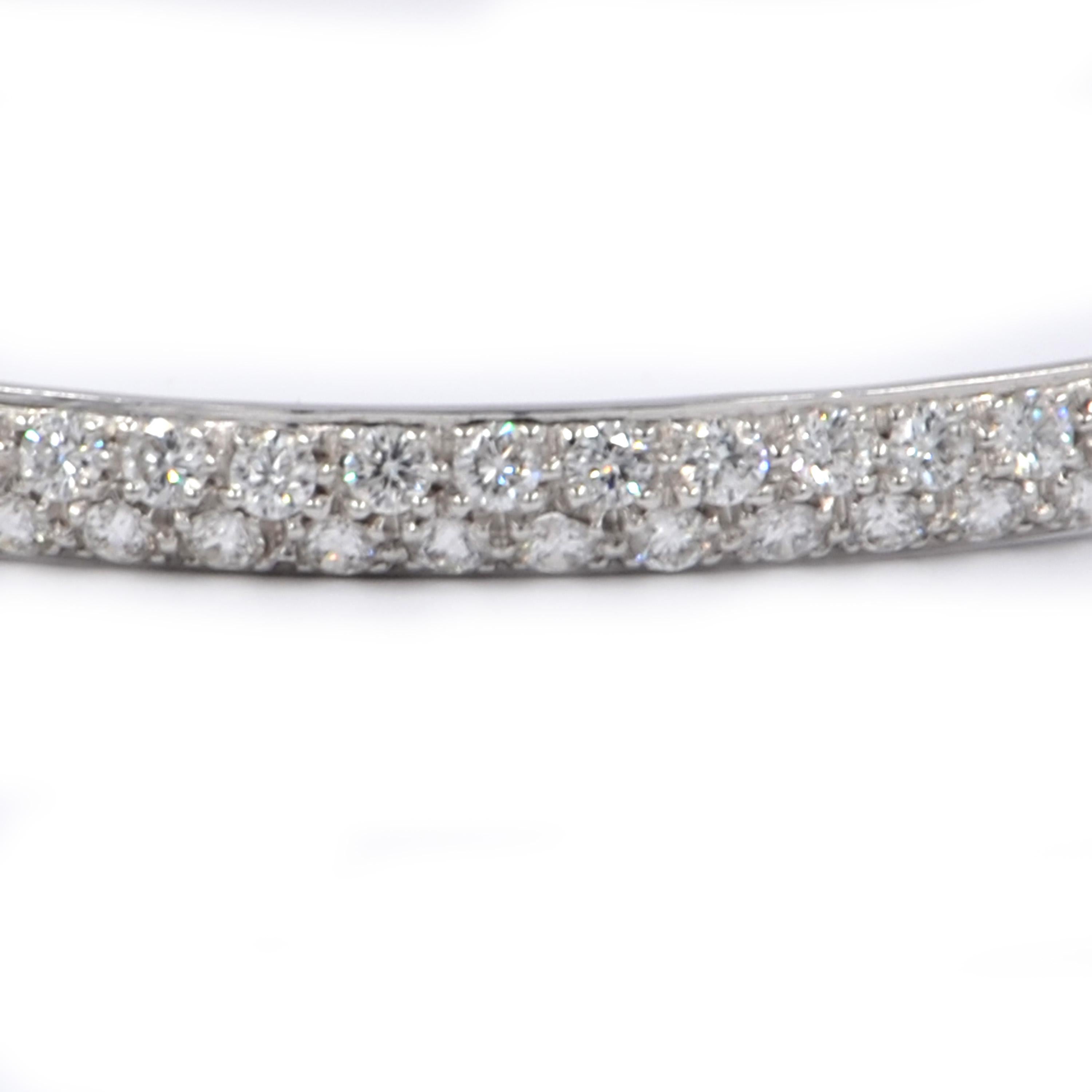 Contemporary Garavelli 18 Karat White Gold White Diamonds Round Slip on Bangle Bracelet For Sale
