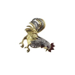 Garavelli Broche/Pins Gallo de oro amarillo de 18 quilates y diamantes #15008