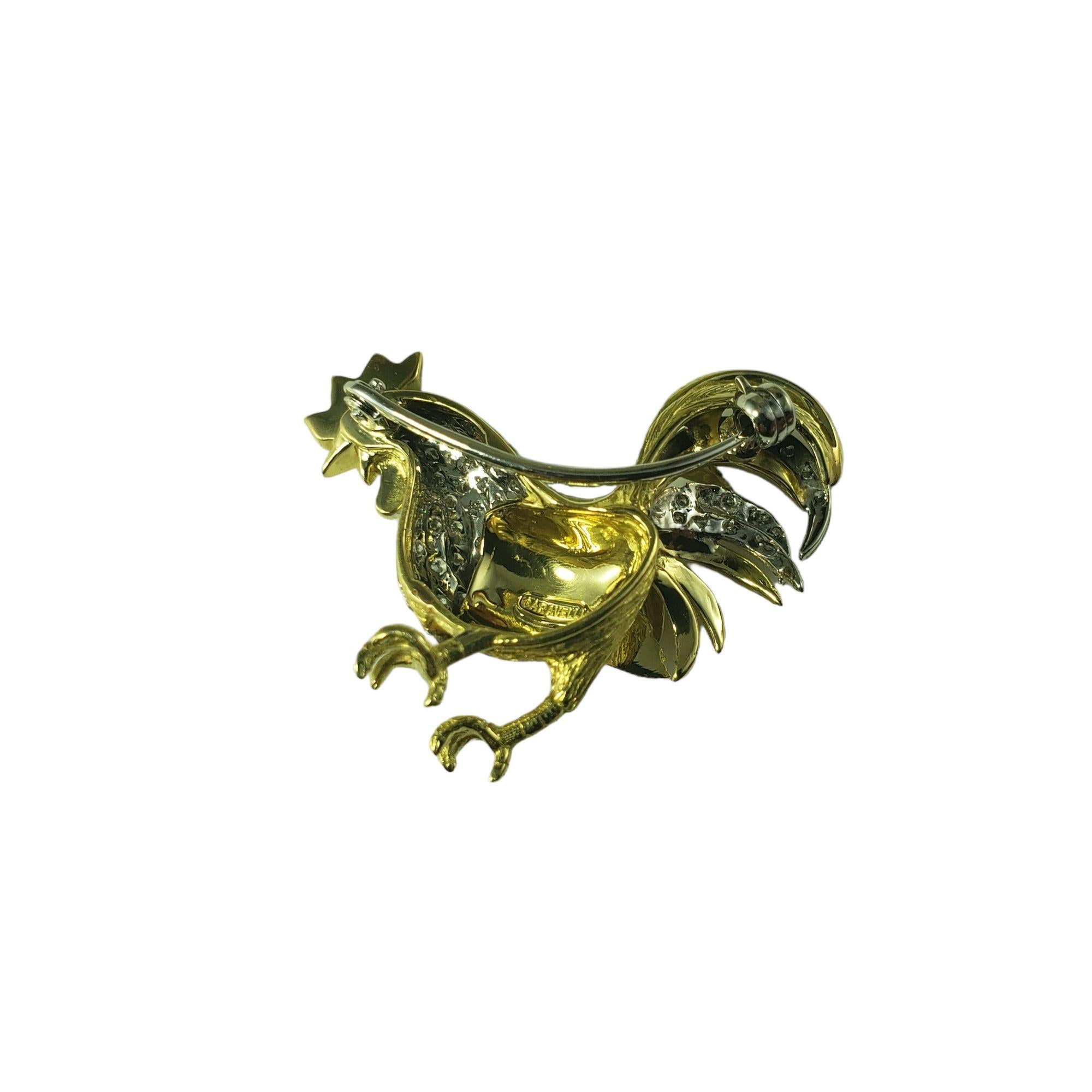 Women's Garavelli 18 Karat Yellow Gold and Diamond Rooster Brooch/Pin #15008 For Sale