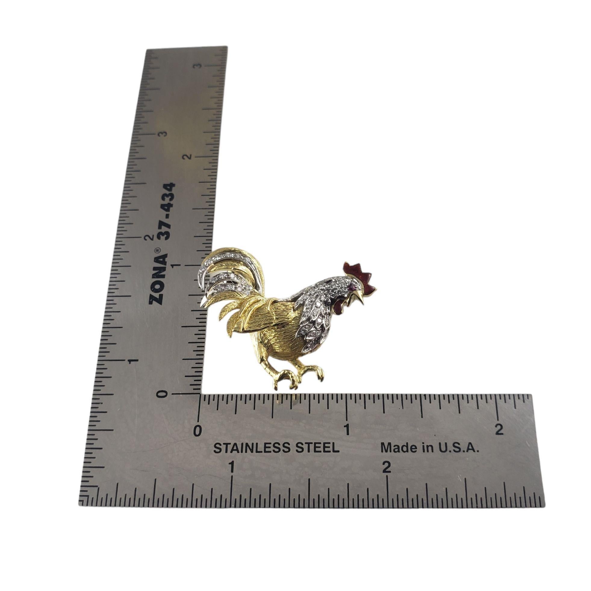 Garavelli 18 Karat Yellow Gold and Diamond Rooster Brooch/Pin #15008 For Sale 2