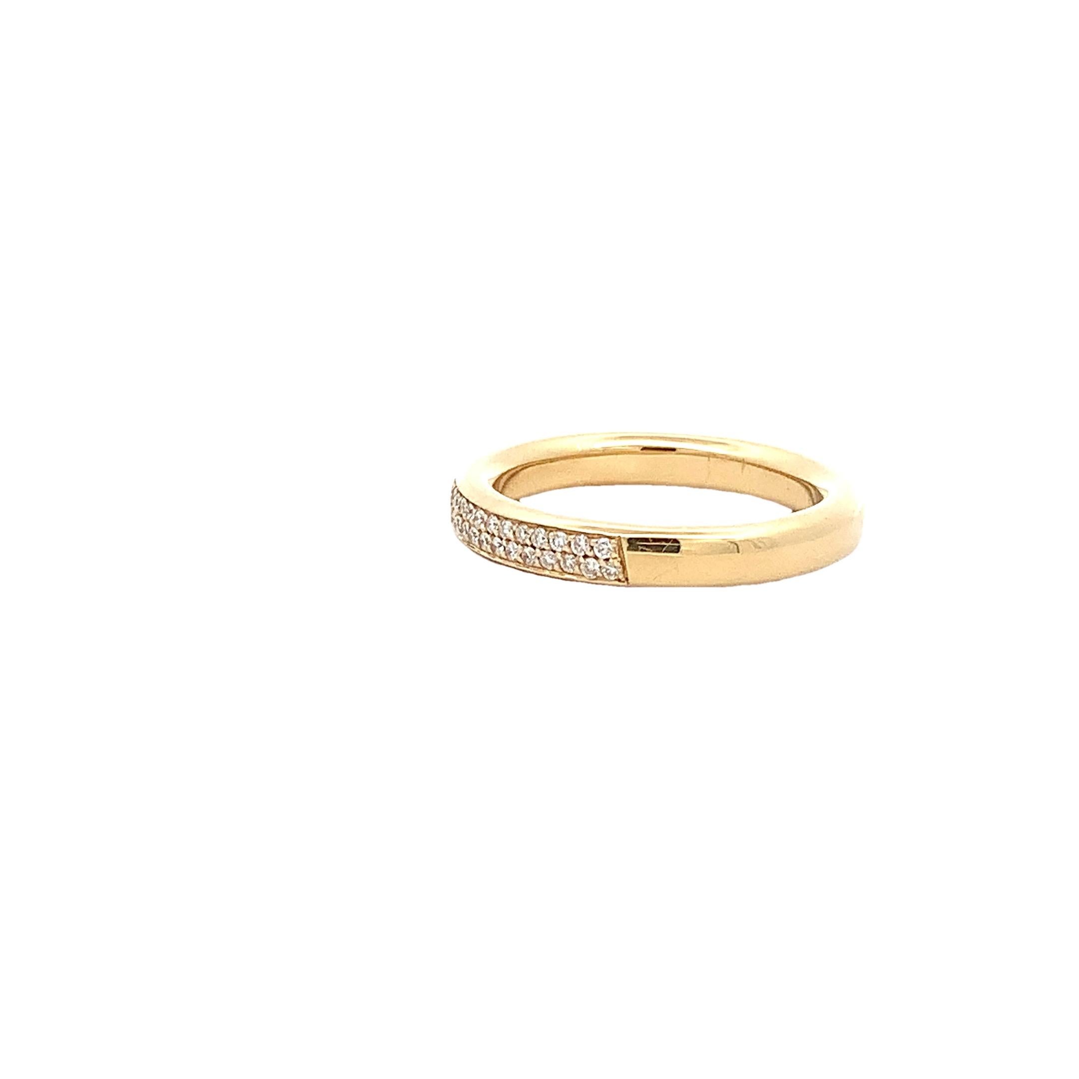 Garavelli 18 Karat Yellow Gold Band Ring half set with  White Diamonds In New Condition In Valenza, IT