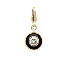 Garavelli Pendentif breloque Giotto en or jaune 18 carats émail noir + diamant blanc