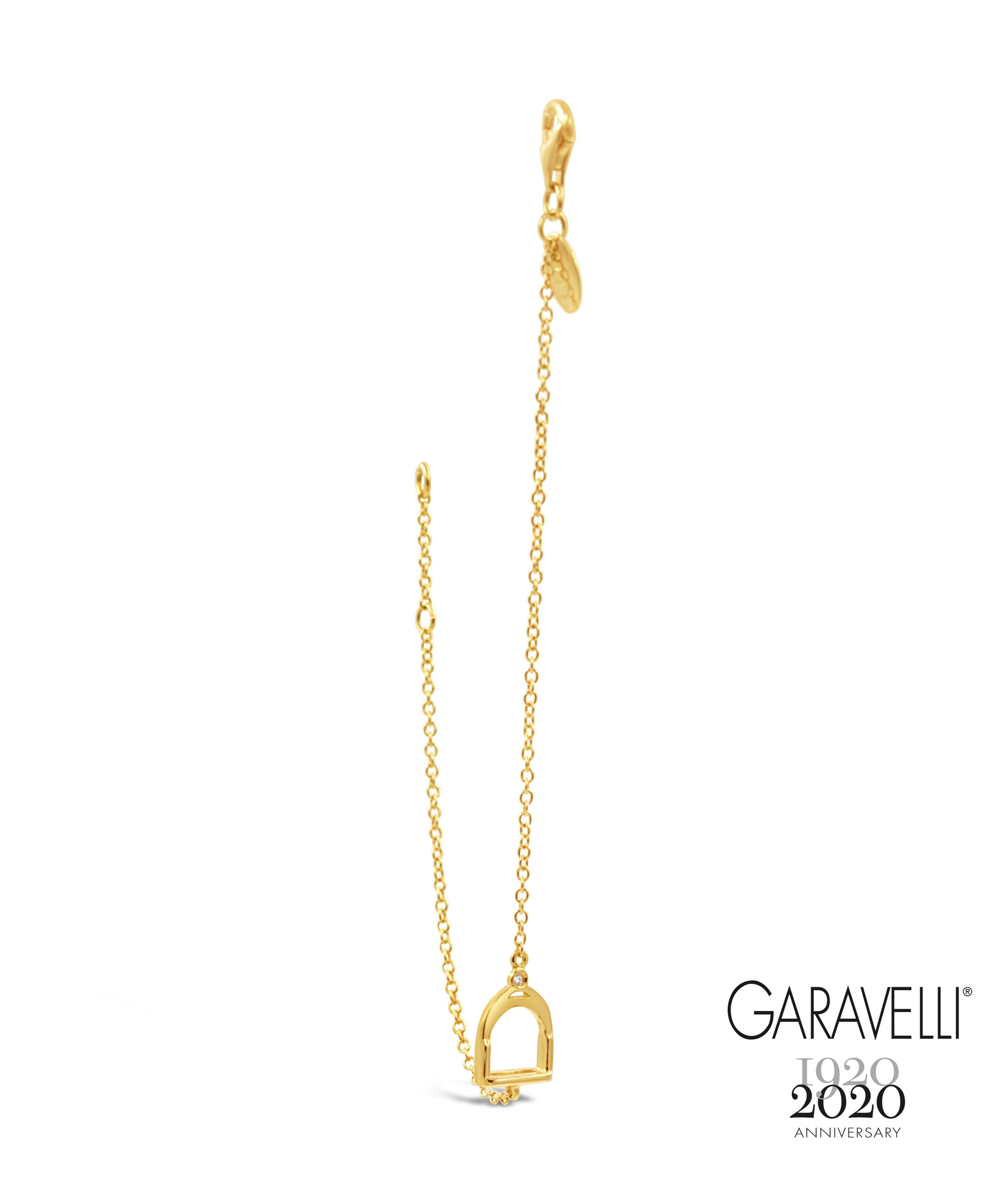 Garavelli 18 Karat Yellow Gold  Bracelet from Staffe Collection, featuring brown diamonds accent. Made in Valenza, Italy
Stirrup is 15mm tall and have one brown diamond.
Total Bracelet length 7