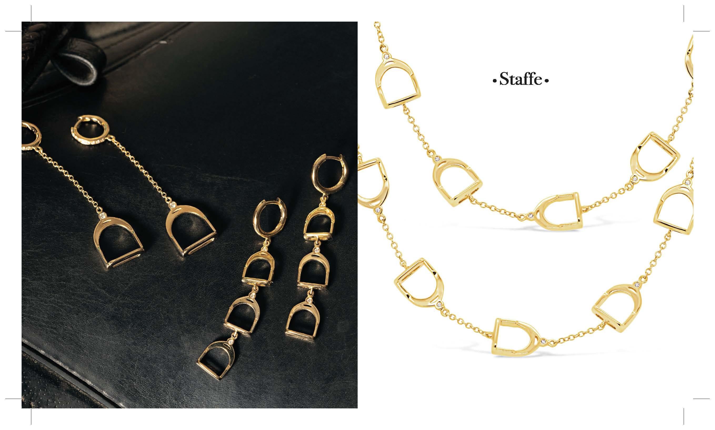 Contemporain Garavelli Bracelet de la collection étriers en or jaune 18 carats et diamants bruns en vente