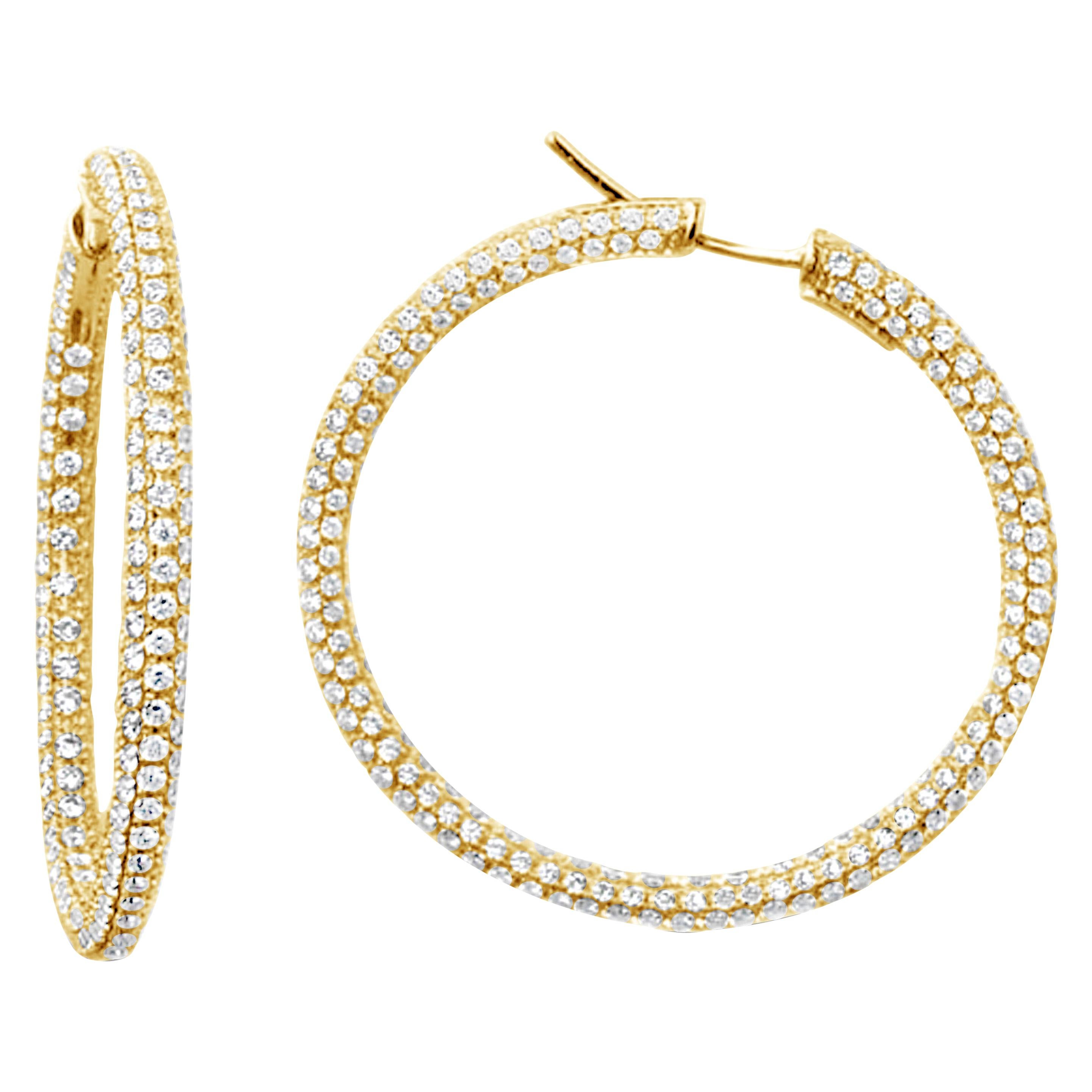 Garavelli 18 Karat Gelbgold Diamant-Eternity-Creolen-Ohrringe im Angebot