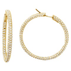Garavelli 18 Karat Yellow Gold Diamond Eternity Hoop Earrings