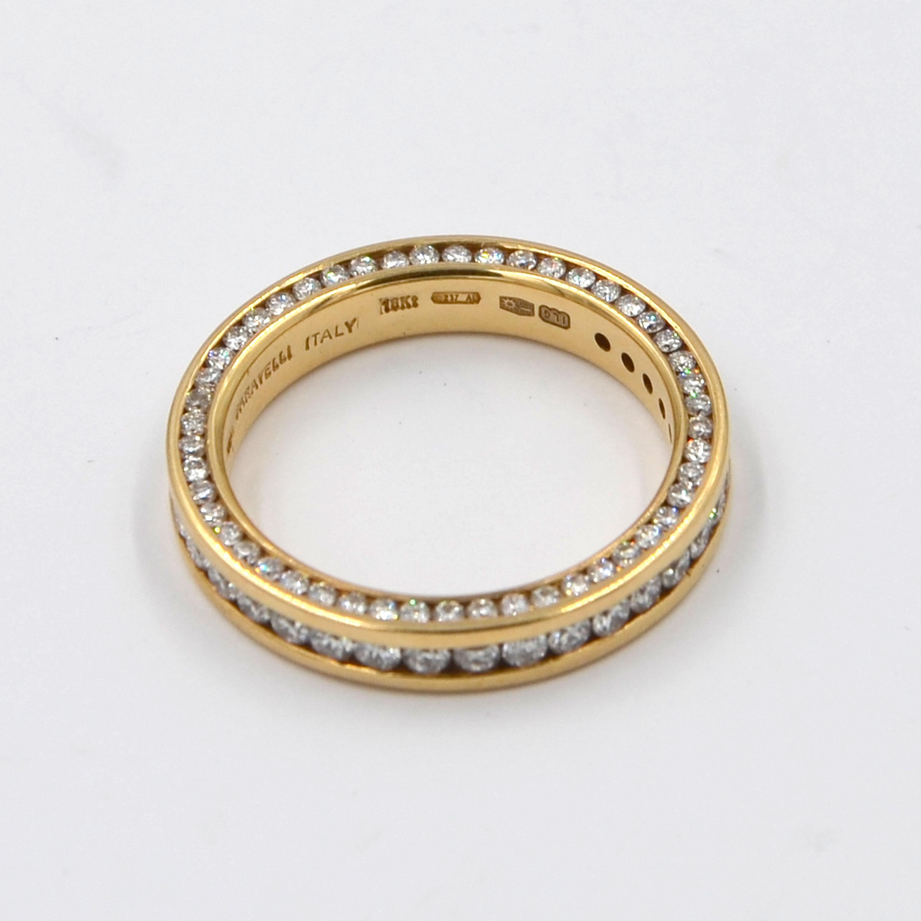 Contemporary Garavelli 18 Karat Yellow Gold Diamonds Eternity Band Ring For Sale