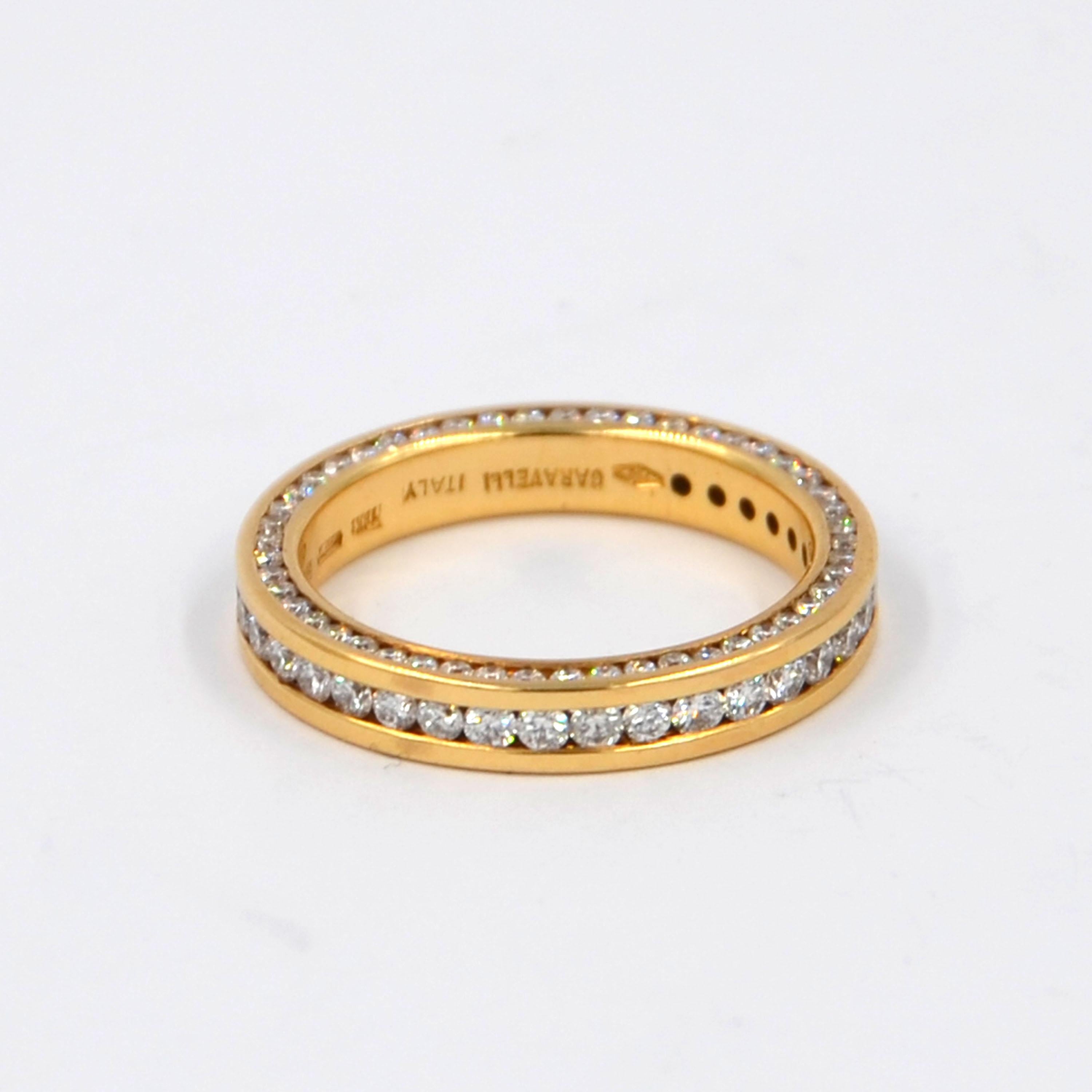 Women's Garavelli 18 Karat Yellow Gold Diamonds Eternity Band Ring For Sale