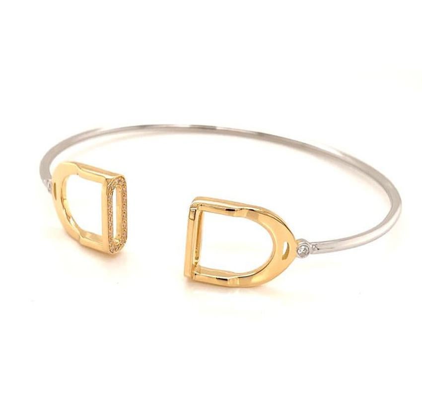 Garavelli: 18 Karat Weißgold Diamanten Steigbügel-Armband im Angebot 3