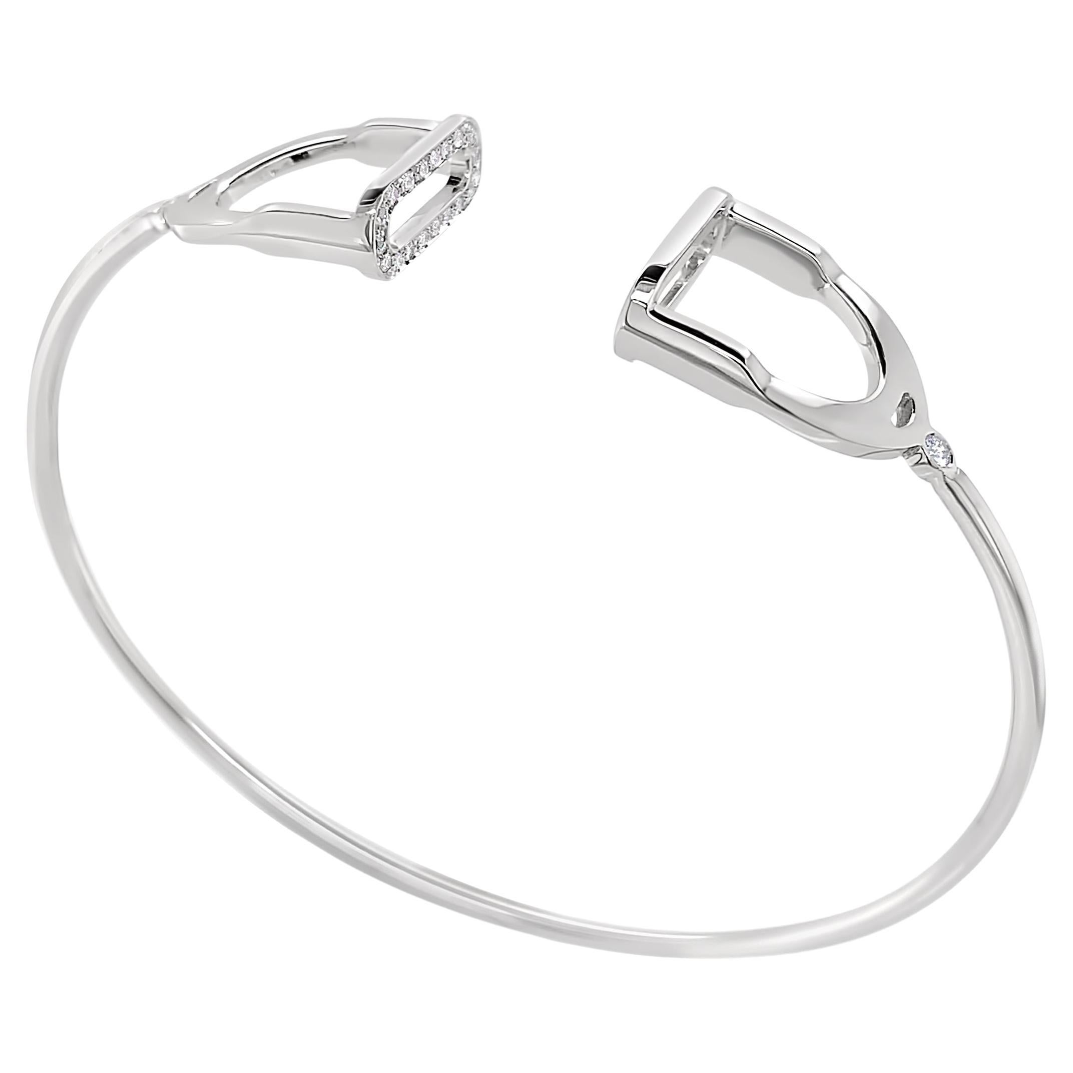 Garavelli 18 Karat White Gold Diamonds Stirrups Collection Bracelet For Sale