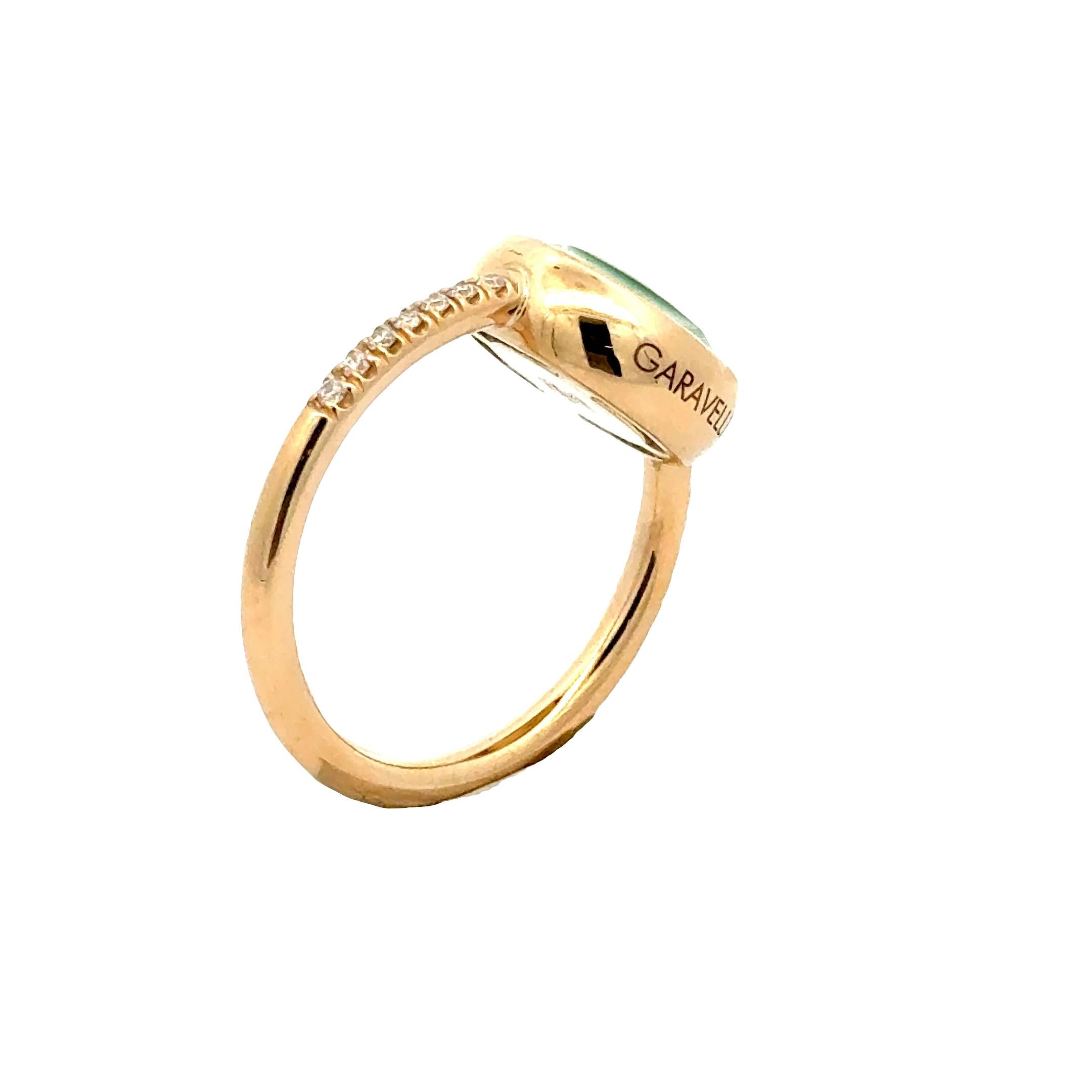 Taille ronde Garavelli Bague Giotto en or jaune 18 carats émail rose + tourmaline rose en vente