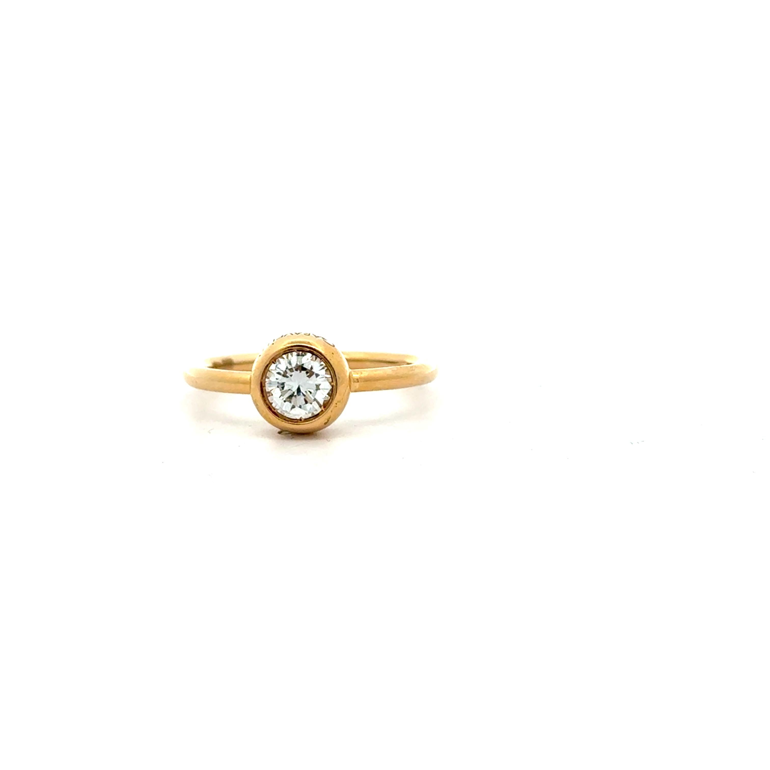 Garavelli 18 Karat YellowGold Single White Natural Diamond 0.50 ct Giotto Ring For Sale 9