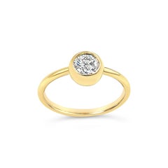 Garavelli Anillo Giotto de Oro Amarillo de 18 Quilates con un Diamante Natural Blanco de 0,50 ct