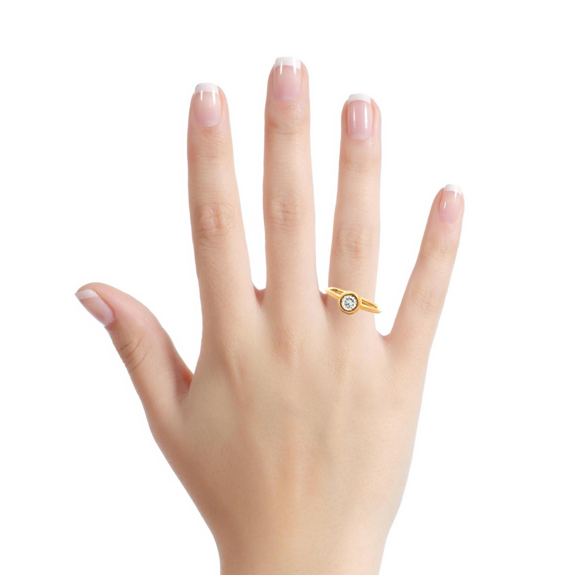 Taille ronde Garavelli Bague Giotto en or jaune 18 carats avec un diamant blanc naturel de 0,50 carat en vente