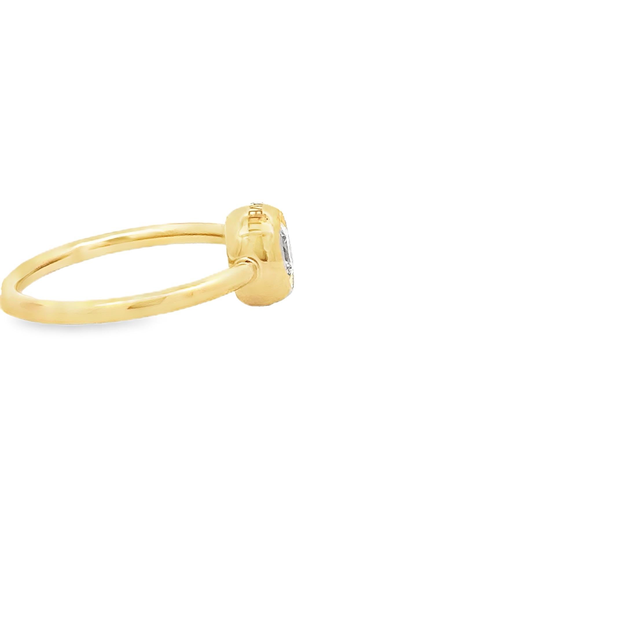 Garavelli 18 Karat YellowGold Single White Natural Diamond 0.50 ct Giotto Ring For Sale 1