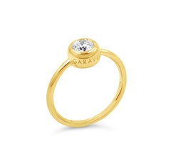 Garavelli Anillo Giotto de Oro Amarillo de 18 Quilates con un Diamante Natural Blanco de 0,50 ct
