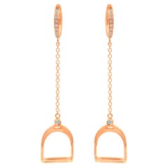 Garavelli 18 Kt Pink Gold Brown Diamonds Stirrups Collection Dangling Earrings
