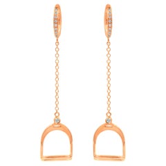 Garavelli Boucles d'oreilles pendantes en or rose 18 ct et diamants Brown Collection Stirrups