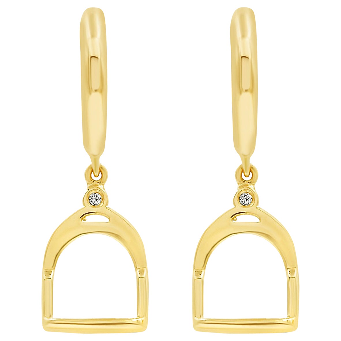 Garavelli Pendientes Colgantes Colección Estribos Diamantes Marrón Oro Amarillo 18 Kt