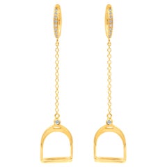 Garavelli 18 Kt Yellow Gold Brown Diamonds Stirrups Collection Dangling Earrings