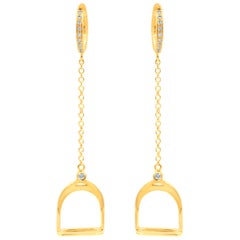 Garavelli 18 Kt Yellow Gold Diamonds Stirrups Collection Dangling Earrings
