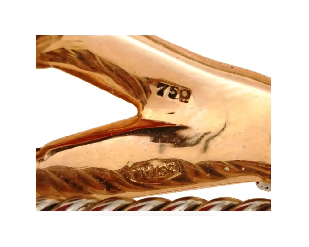 Garavelli 18 Karat Gold Rubin Koralle Perle Anstecknadelbrosche Damen im Angebot